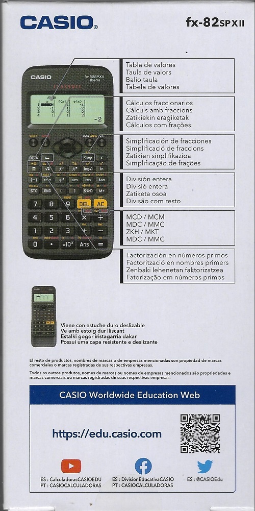 Casio FX-82SP CW - Calculatrice Scientifique Avec écran Naturel 4-6 Lignes | 300+ Fonctions, 5 Langues, Design Marie Curie