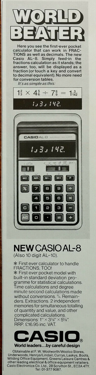 VINTAGE - CALCULATRICE CASIO FX 82D FRACTION Calculator - Tested