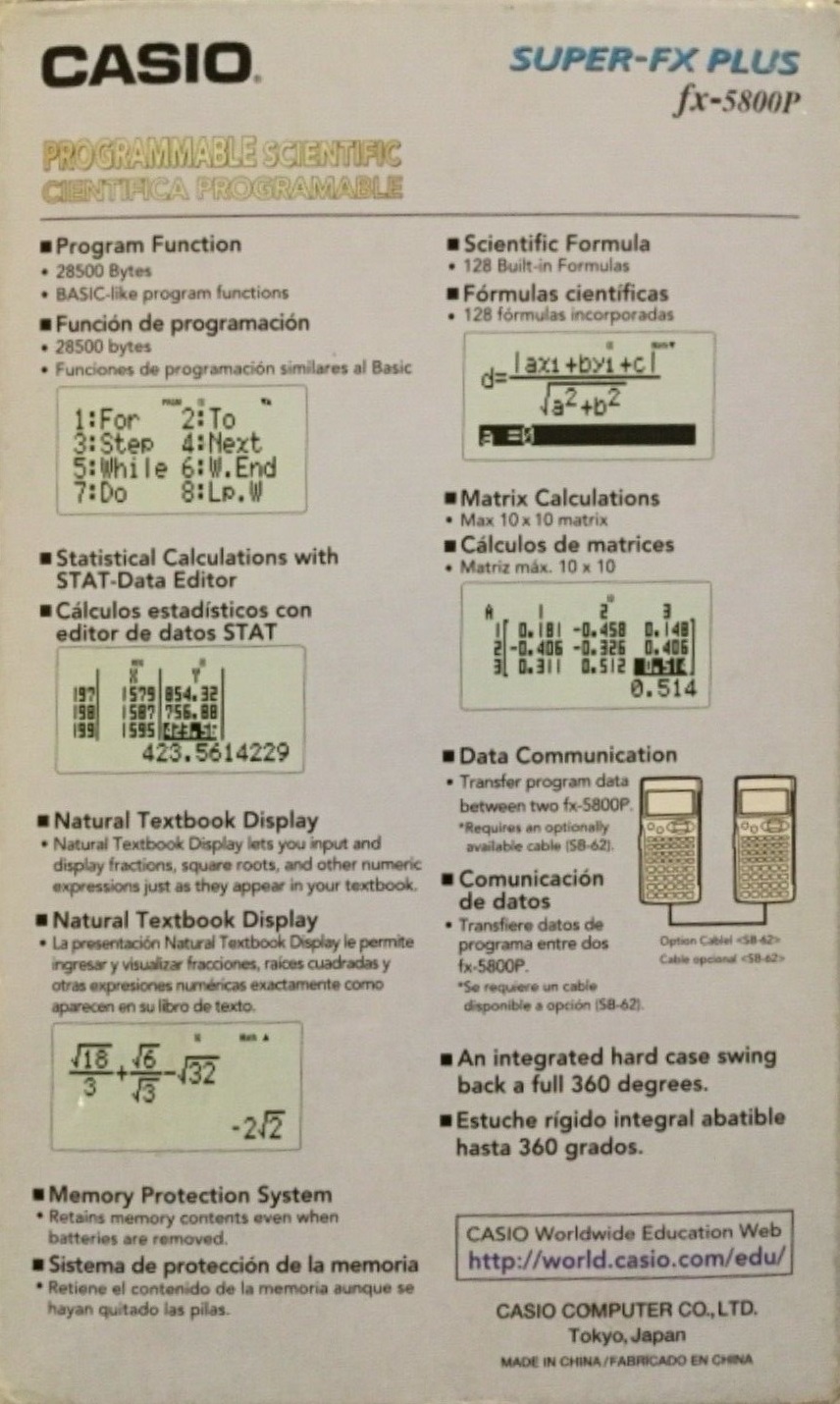 Casio Schulrechner FX-5800P - Programmierbarer wissenschaftlicher Taschenrechner, 664 Funktionen und ideales Hilfsmittel für Schule und Studium Casio Schulrechner FX-5800P - Programmierbarer wissenschaftlicher Taschenrechner, 664 Funktionen und ideales Hilfsmittel für Schule und Studium